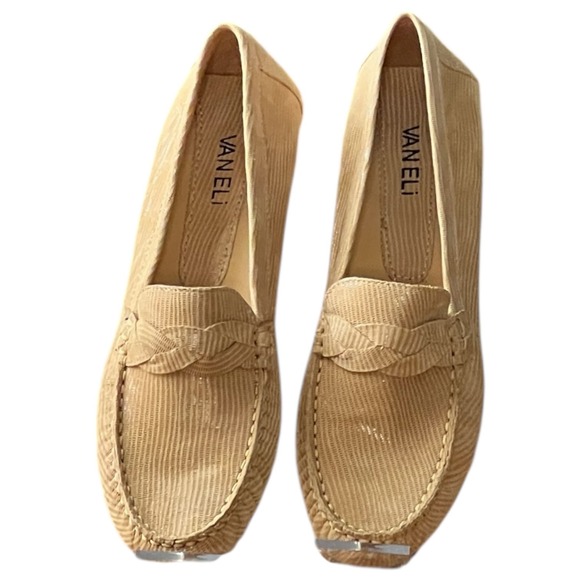 VANELI Tan Beige Corduroy Driving Moccasin Preppy Loafers Women's Size 8N-Italy - Picture 12 of 12
